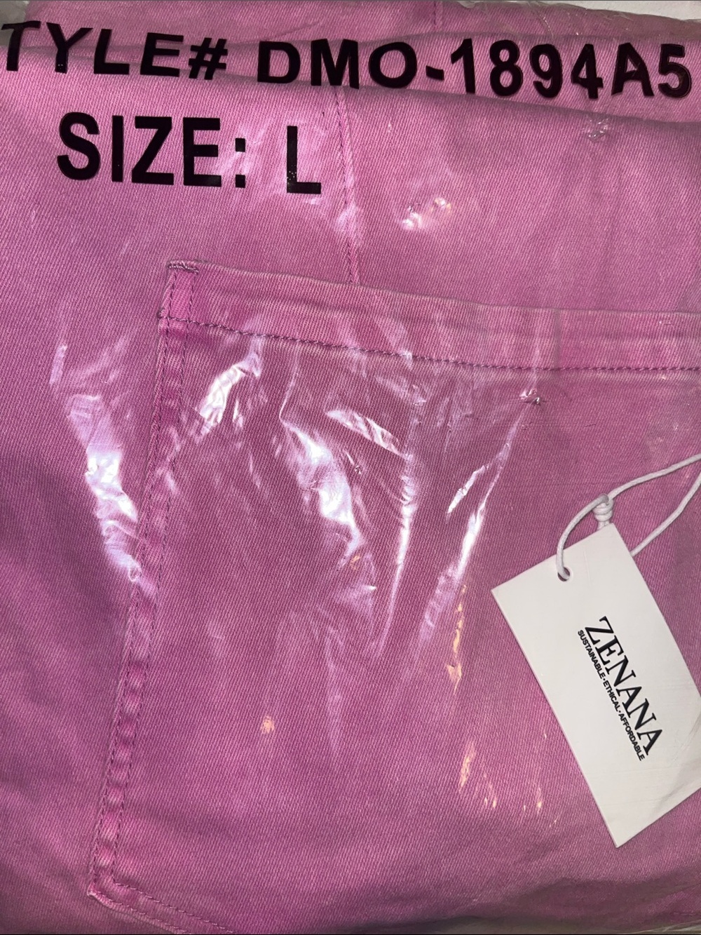 Zenana Outfitters L Pink V-Neck Relaxed Cotton Denim Stretch Overalls - Picture 6 of 6